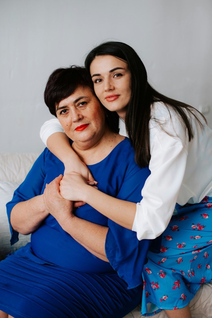 Two women in an embrace